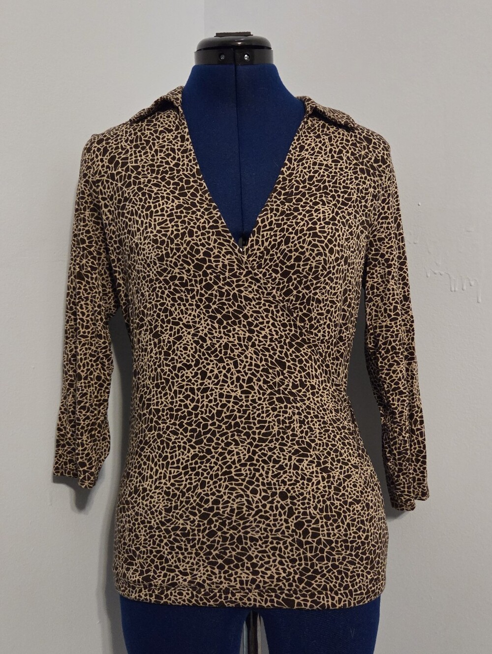 Y2K Giraffe Print Collared Shirt Size SP